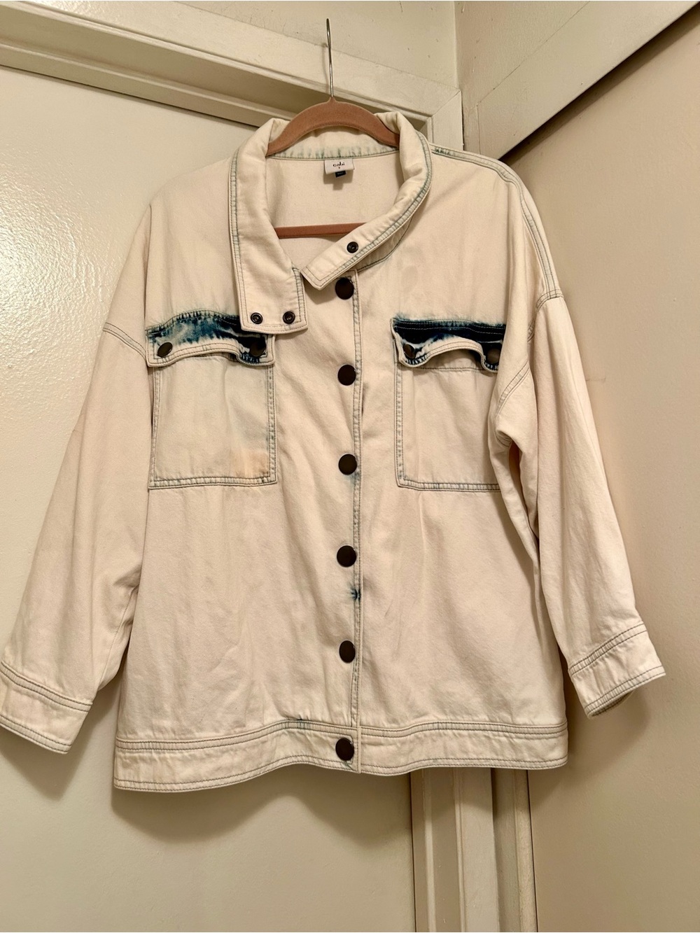 CAbi Cream Jacket with Soft Blue Trim